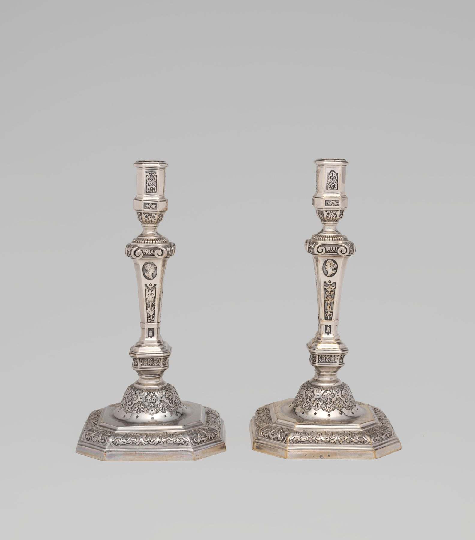 Pair of silver candlesticks by Jacques Demé, 1690