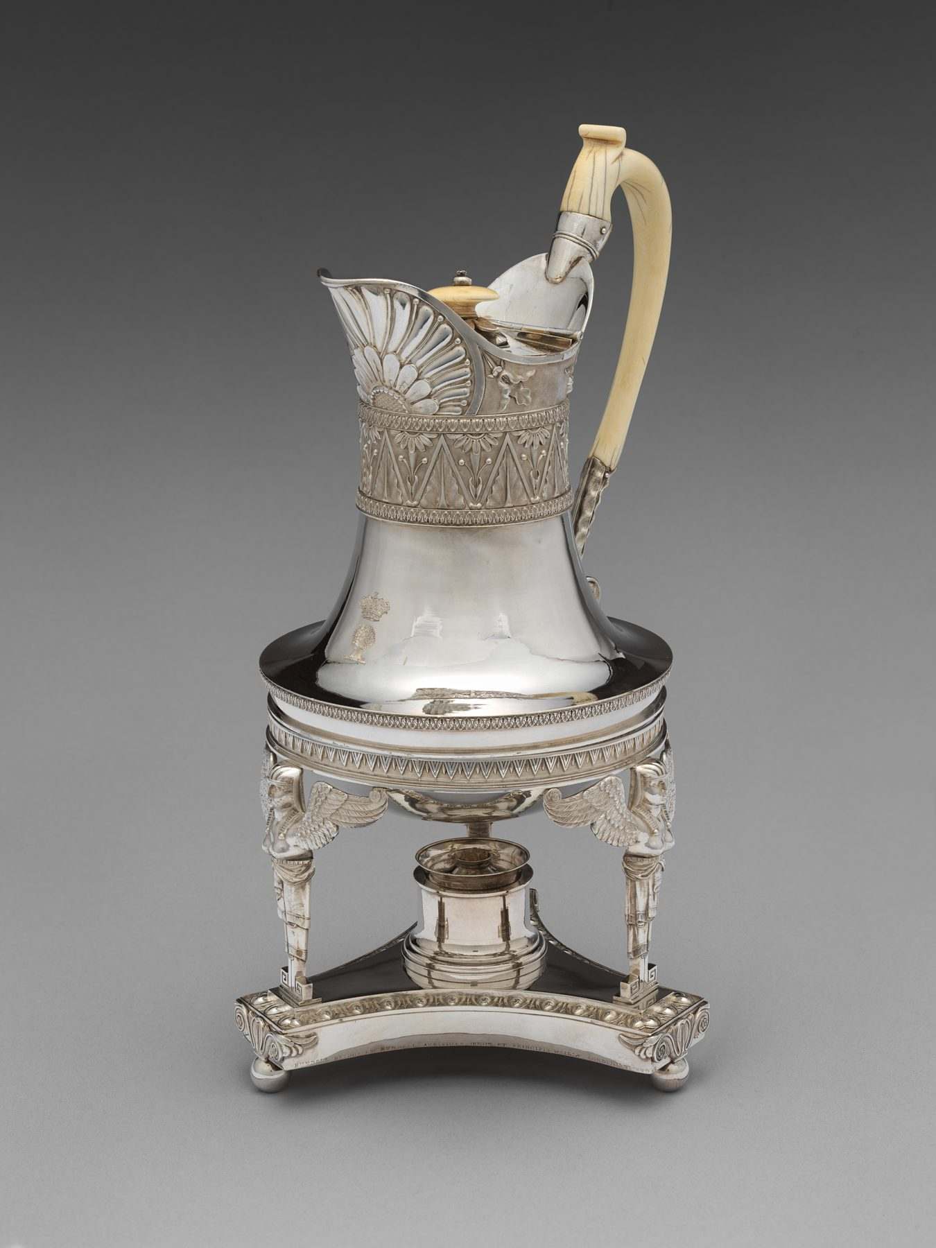 Silver coffee pot on a stand by Digby Scott, London 1805