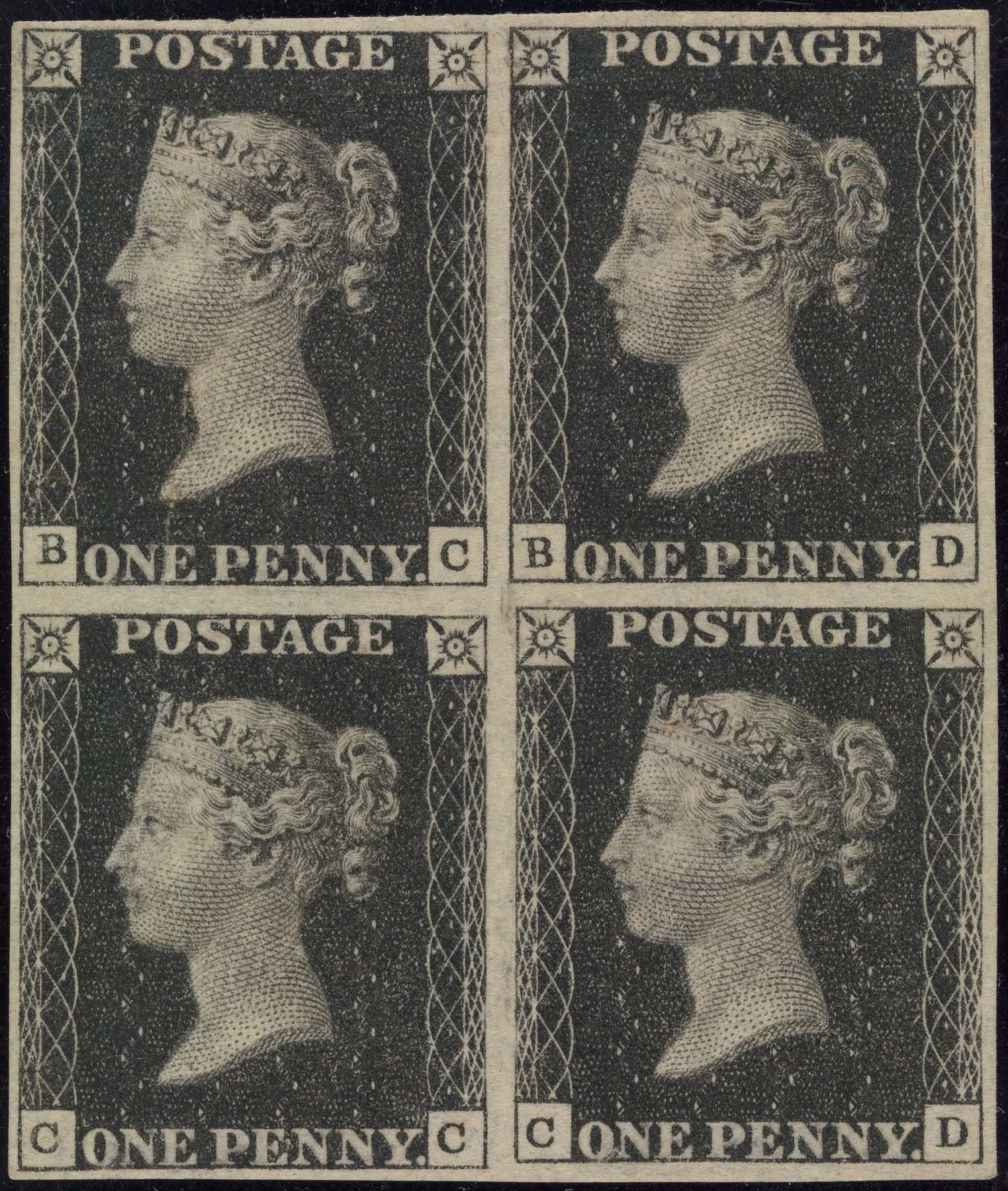Penny Black postage stamps, 1840