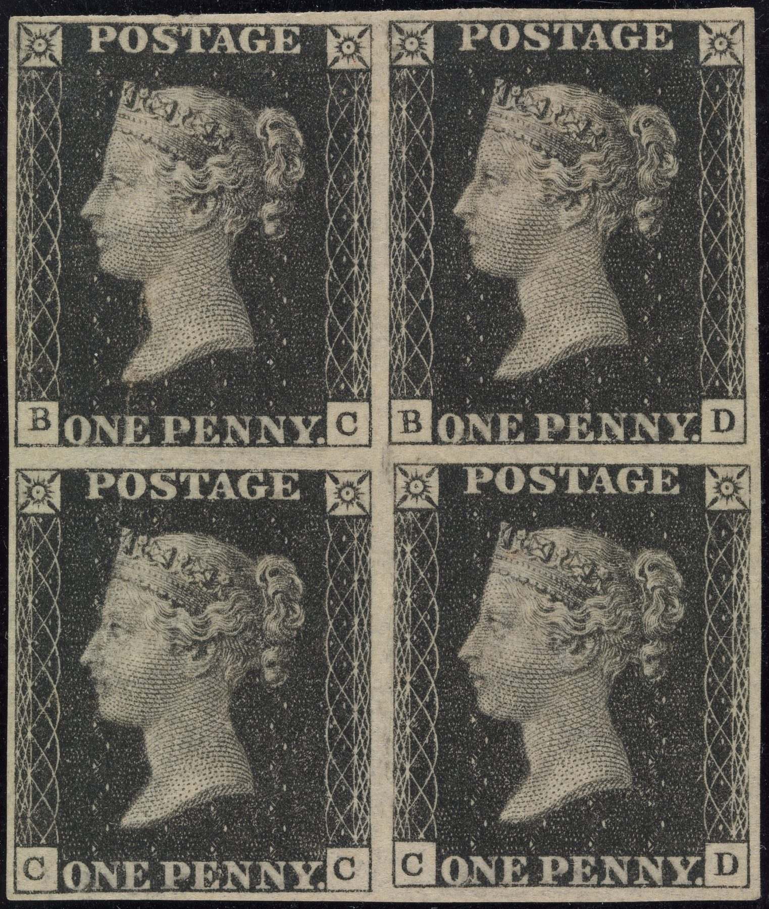 Penny Black postage stamps, 1840